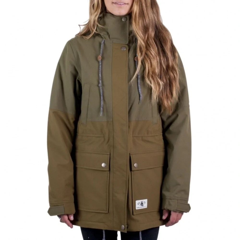 HOLDEN Womens Shelter Jacket Hooded Parka Ski Snowboard Jacket Olive Size XS